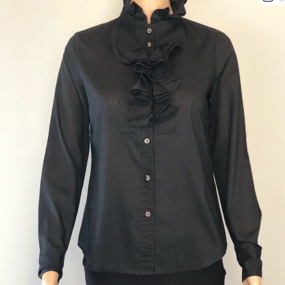 J.‎ Crew Black Ruffled Blouse